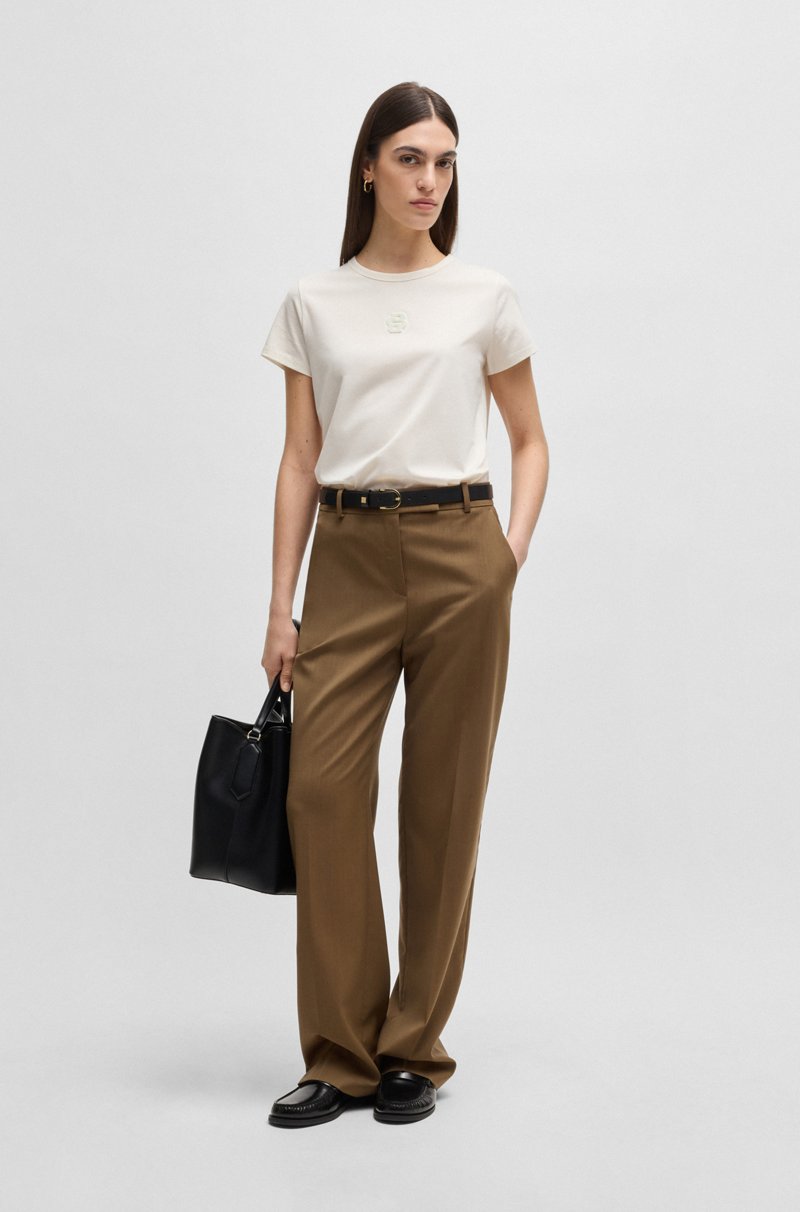 Hugo Boss Camiseta De Algodón Mercerizado Con Monograma Double B