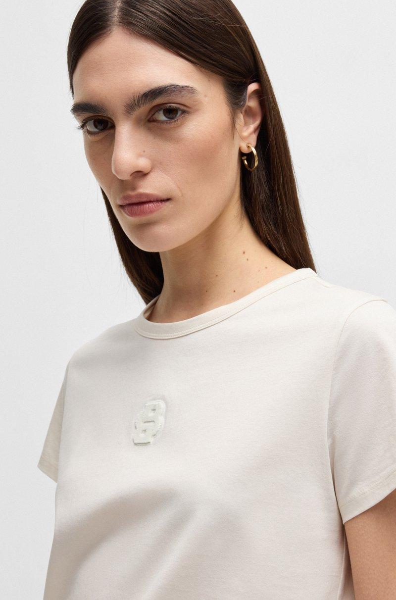 Hugo Boss Camiseta De Algodón Mercerizado Con Monograma Double B