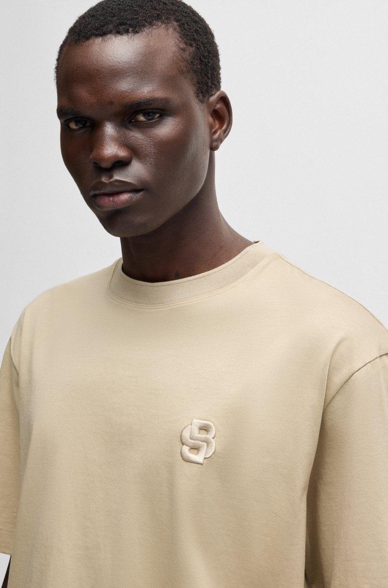 Hugo Boss Camiseta De Algodón Mercerizado Con Monograma Double B