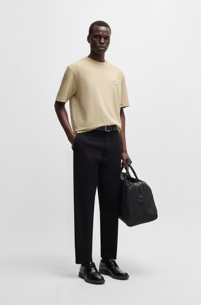 Hugo Boss Camiseta De Algodón Mercerizado Con Monograma Double B