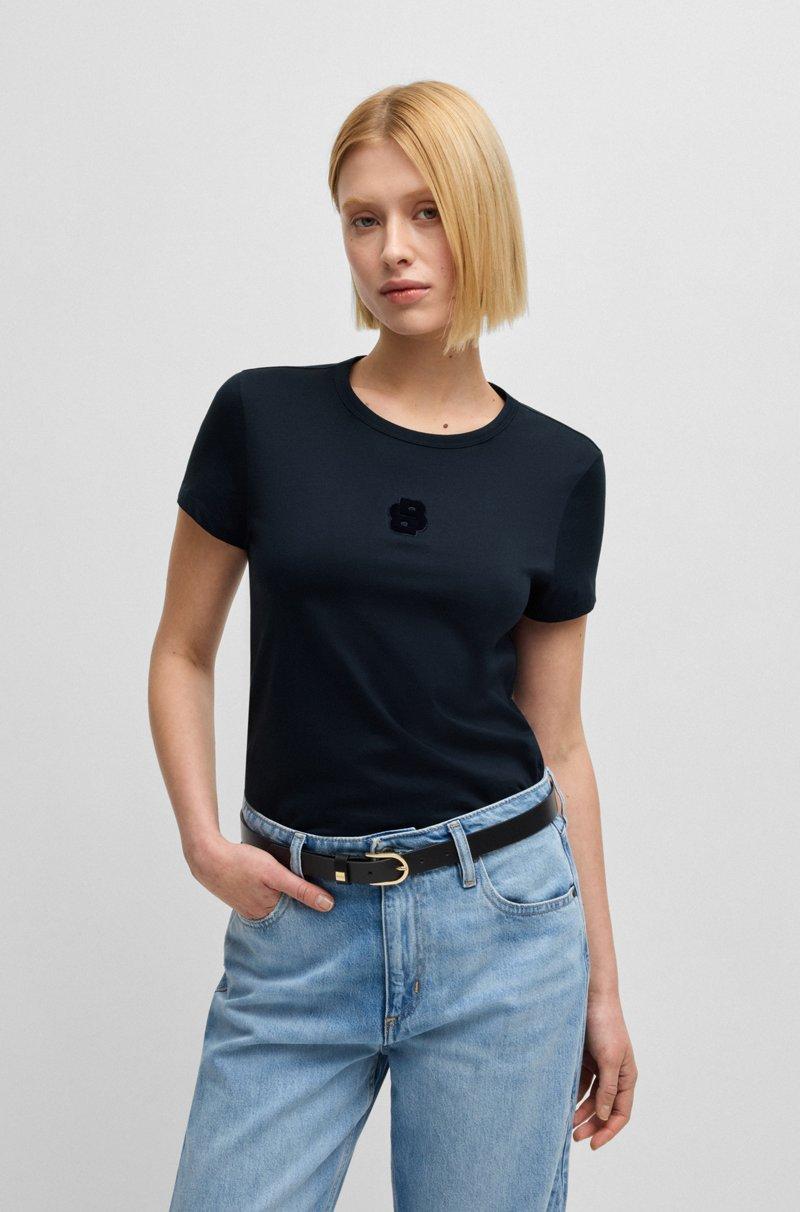 Hugo Boss Camiseta De Algodón Mercerizado Con Monograma Double B