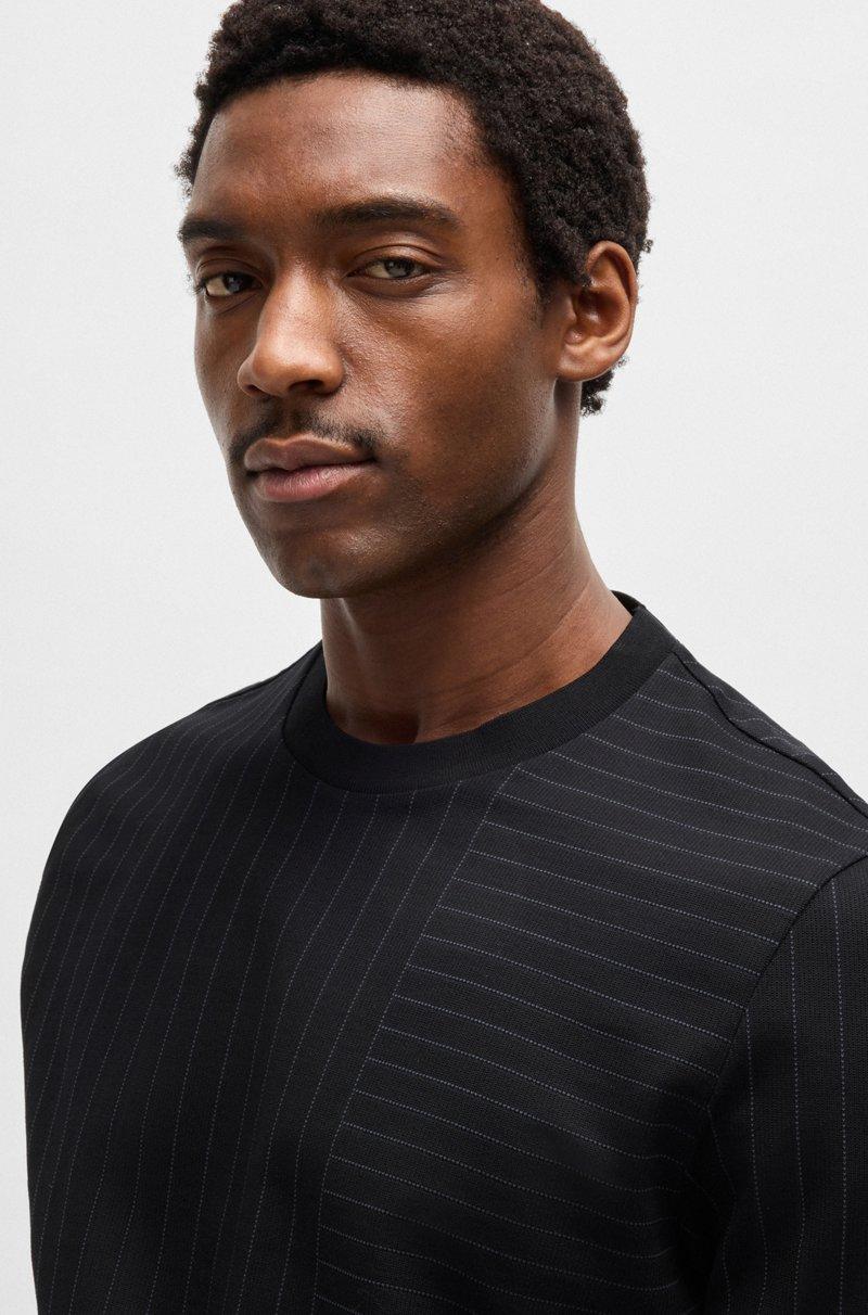 Hugo Boss Camiseta De Algodón Mercerizado Con Rayas De Diferentes Tipos