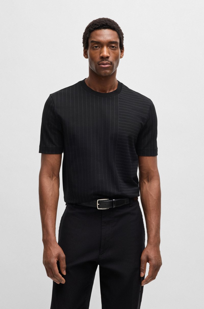 Hugo Boss Camiseta de algodón mercerizado con rayas de diferentes tipos