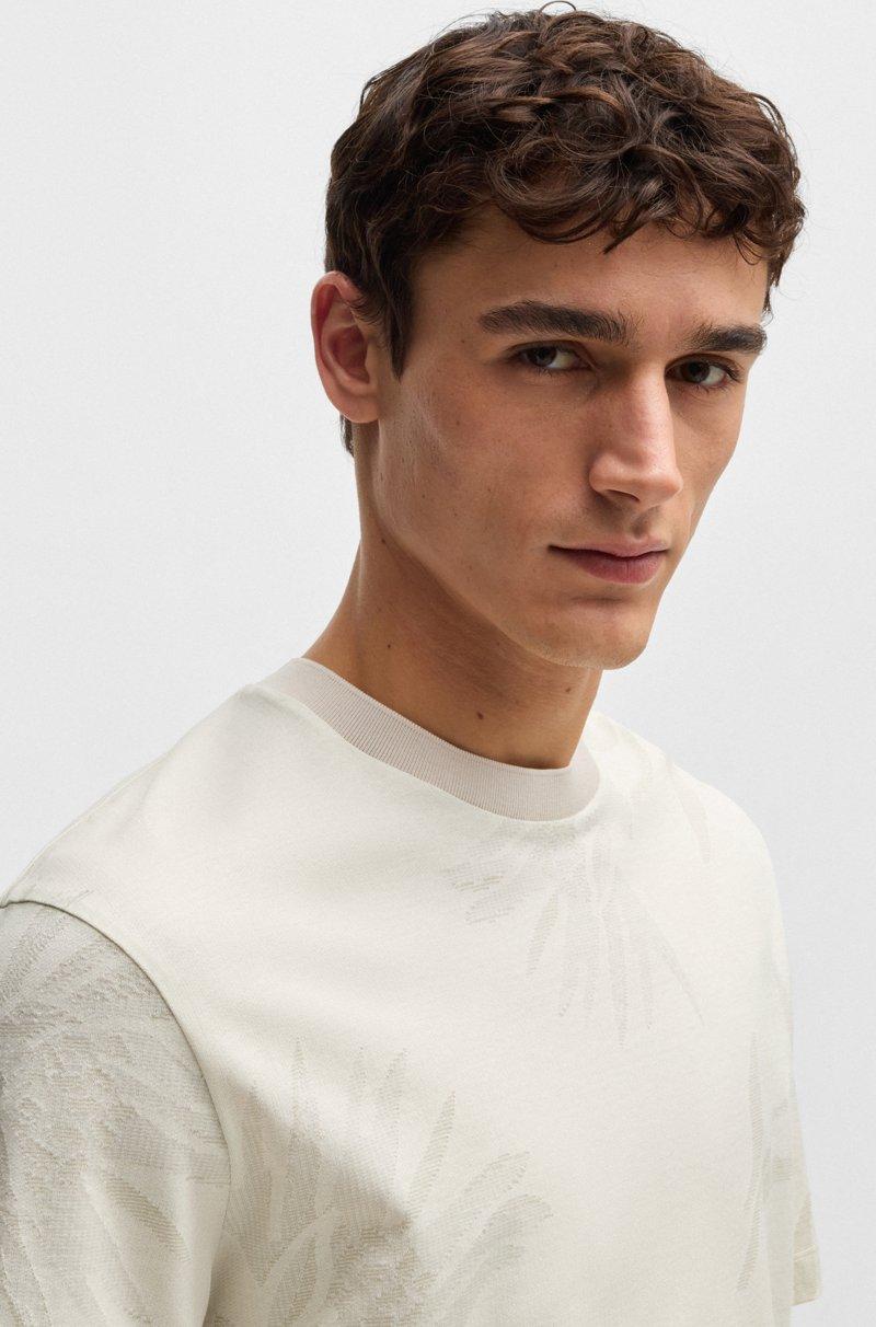 Hugo Boss Camiseta De Algodón Mercerizado Con Tejido En Jacquard Floral