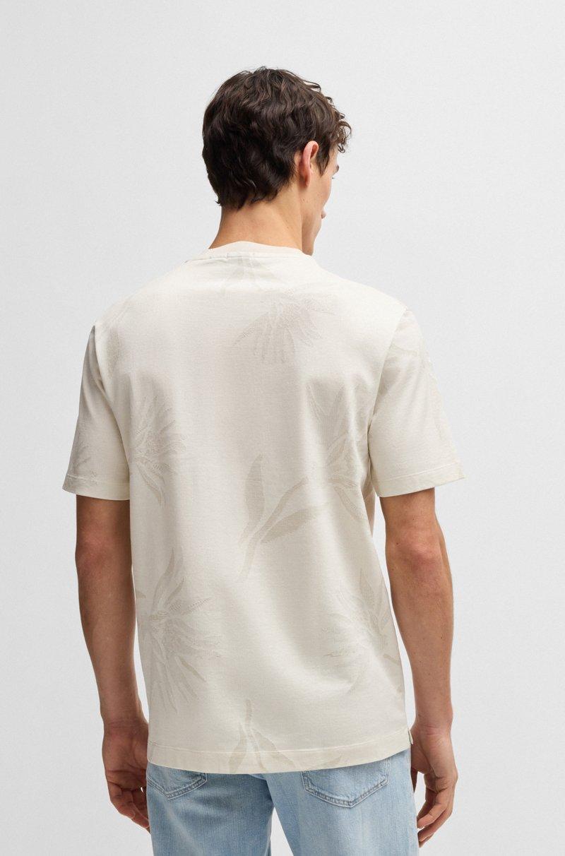 Hugo Boss Camiseta De Algodón Mercerizado Con Tejido En Jacquard Floral