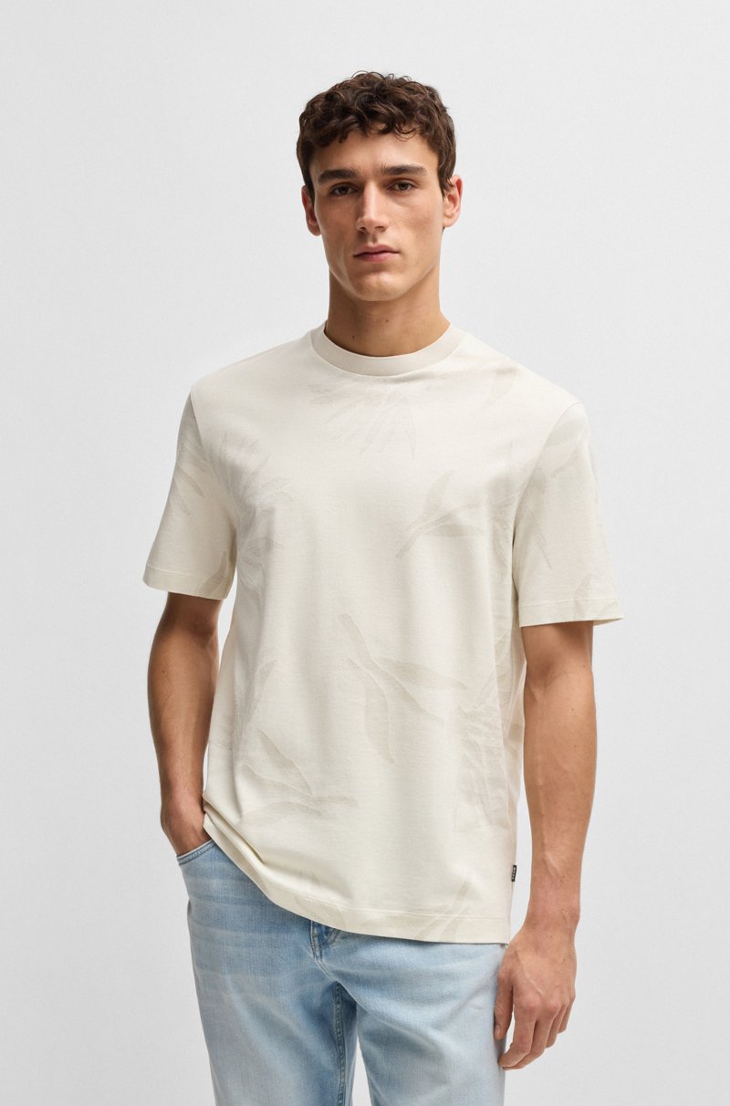 Hugo Boss Camiseta de algodón mercerizado con tejido en jacquard floral