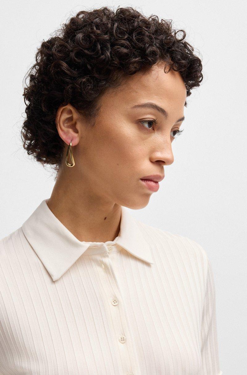 Hugo Boss Camiseta De Canalé Con Cuello De Polo Y Ribetes Lisos