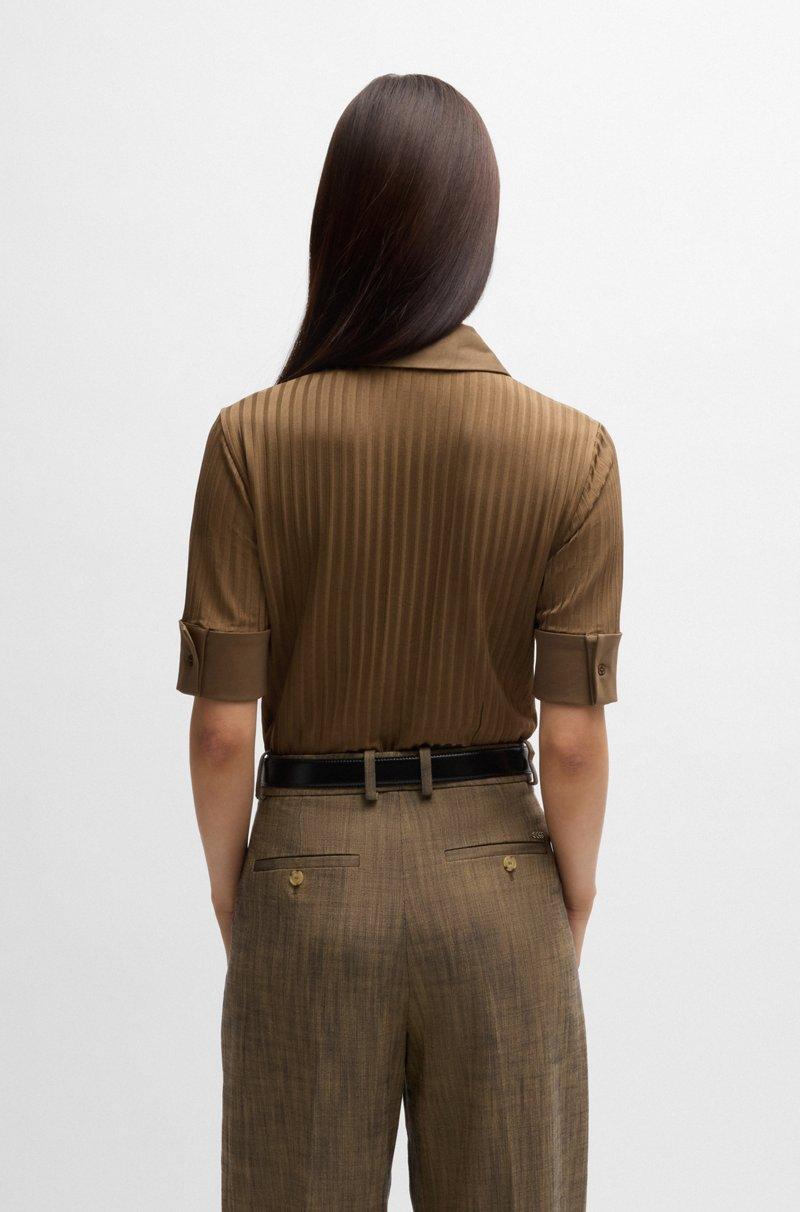 Hugo Boss Camiseta De Canalé Con Cuello De Polo Y Ribetes Lisos