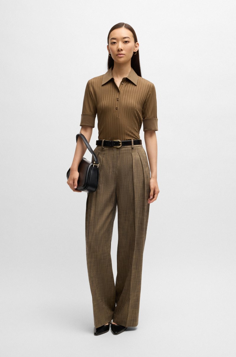 Hugo Boss Camiseta De Canalé Con Cuello De Polo Y Ribetes Lisos