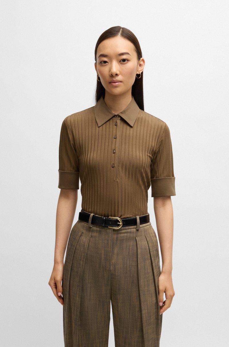 Hugo Boss Camiseta de canalé con cuello de polo y ribetes lisos