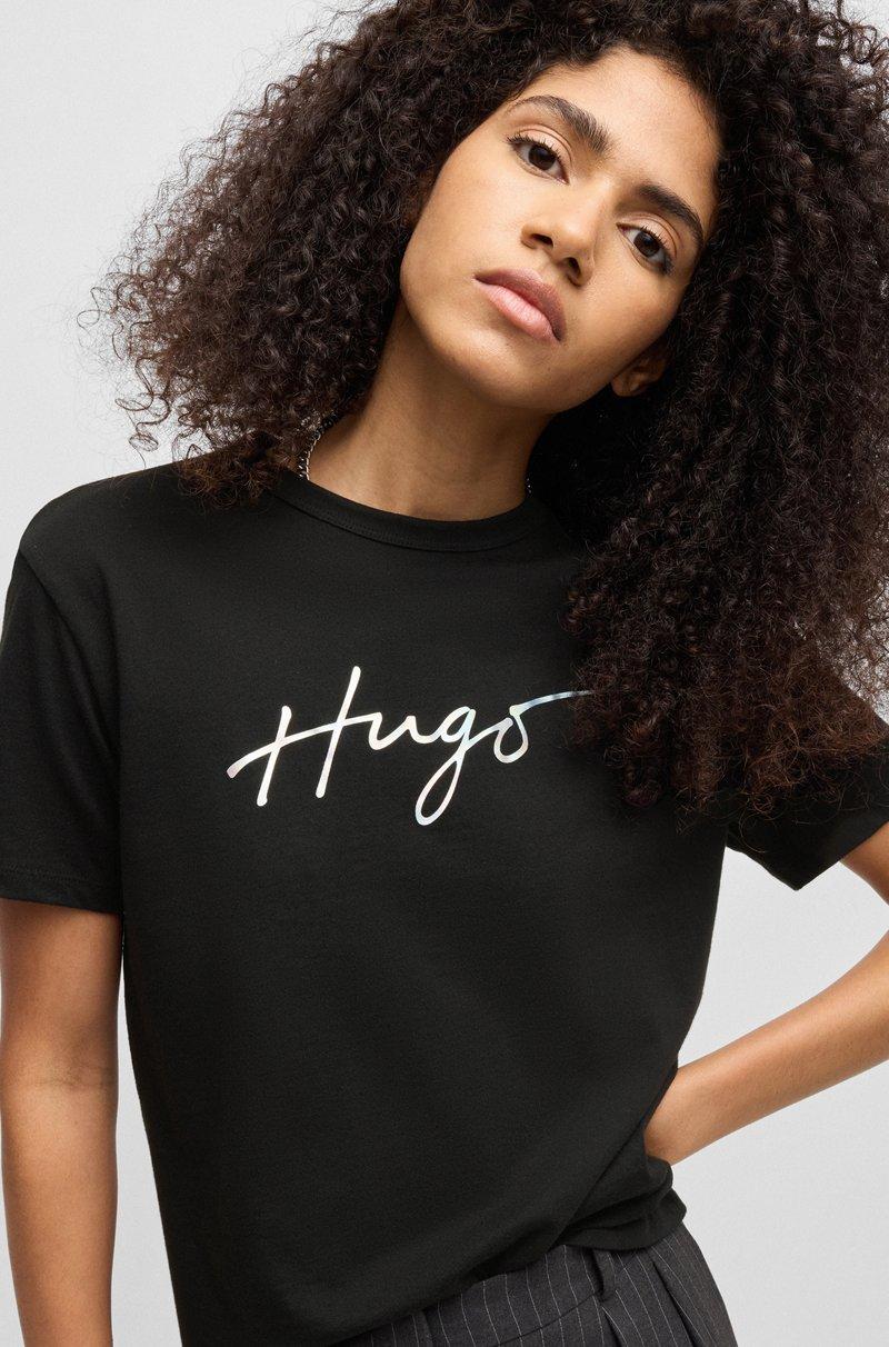 Hugo Boss Camiseta De Cuello Redondo De Algodón Con Estampado De Temporada