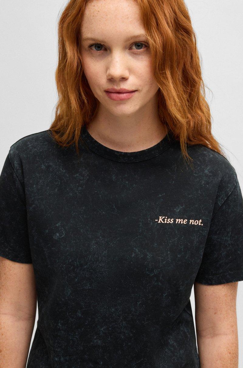 Hugo Boss Camiseta De Cuello Redondo De Algodón Con Estampado De Temporada