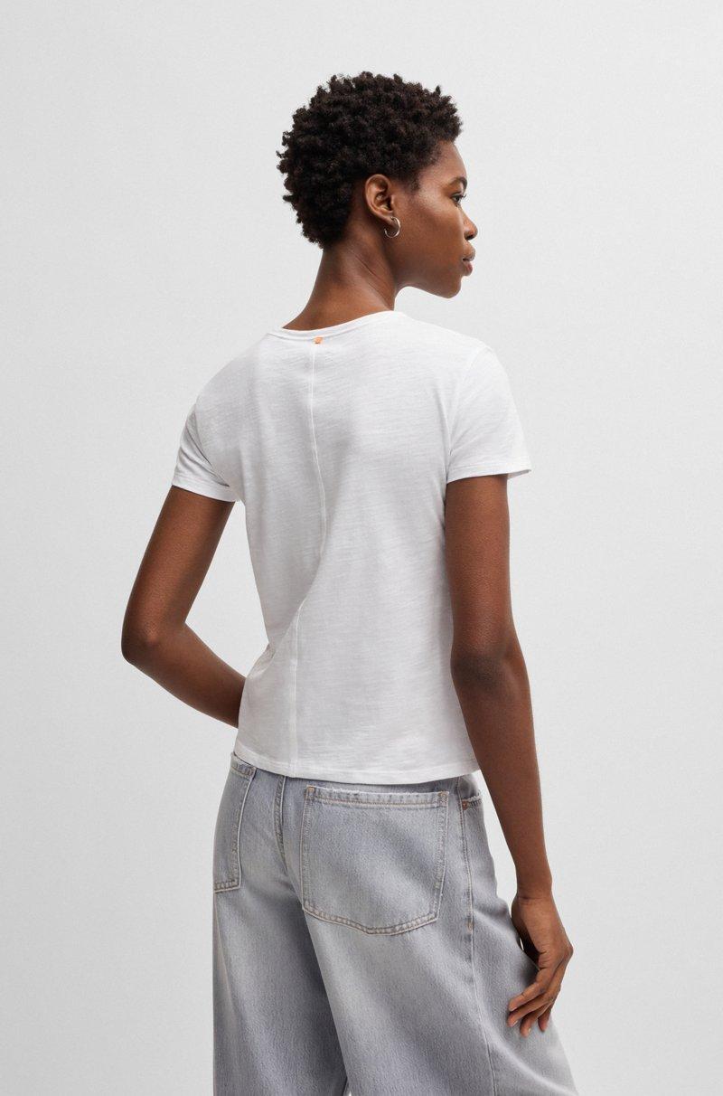 Hugo Boss Camiseta De Cuello Redondo En Algodón Flameado