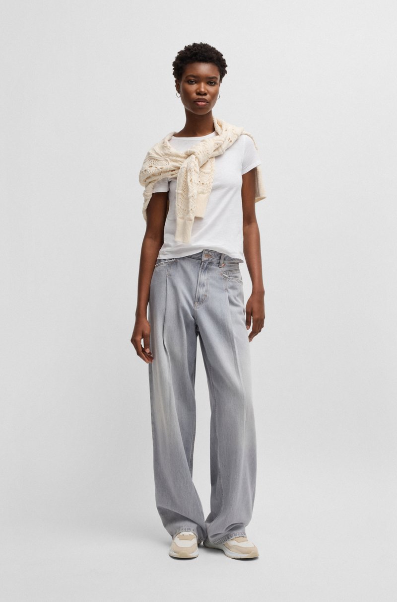 Hugo Boss Camiseta De Cuello Redondo En Algodón Flameado