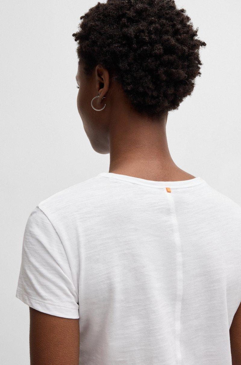 Hugo Boss Camiseta De Cuello Redondo En Algodón Flameado