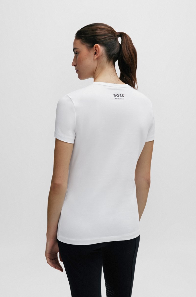 Hugo Boss Camiseta De Equitación En Algodón Elástico Con Detalles De Logo