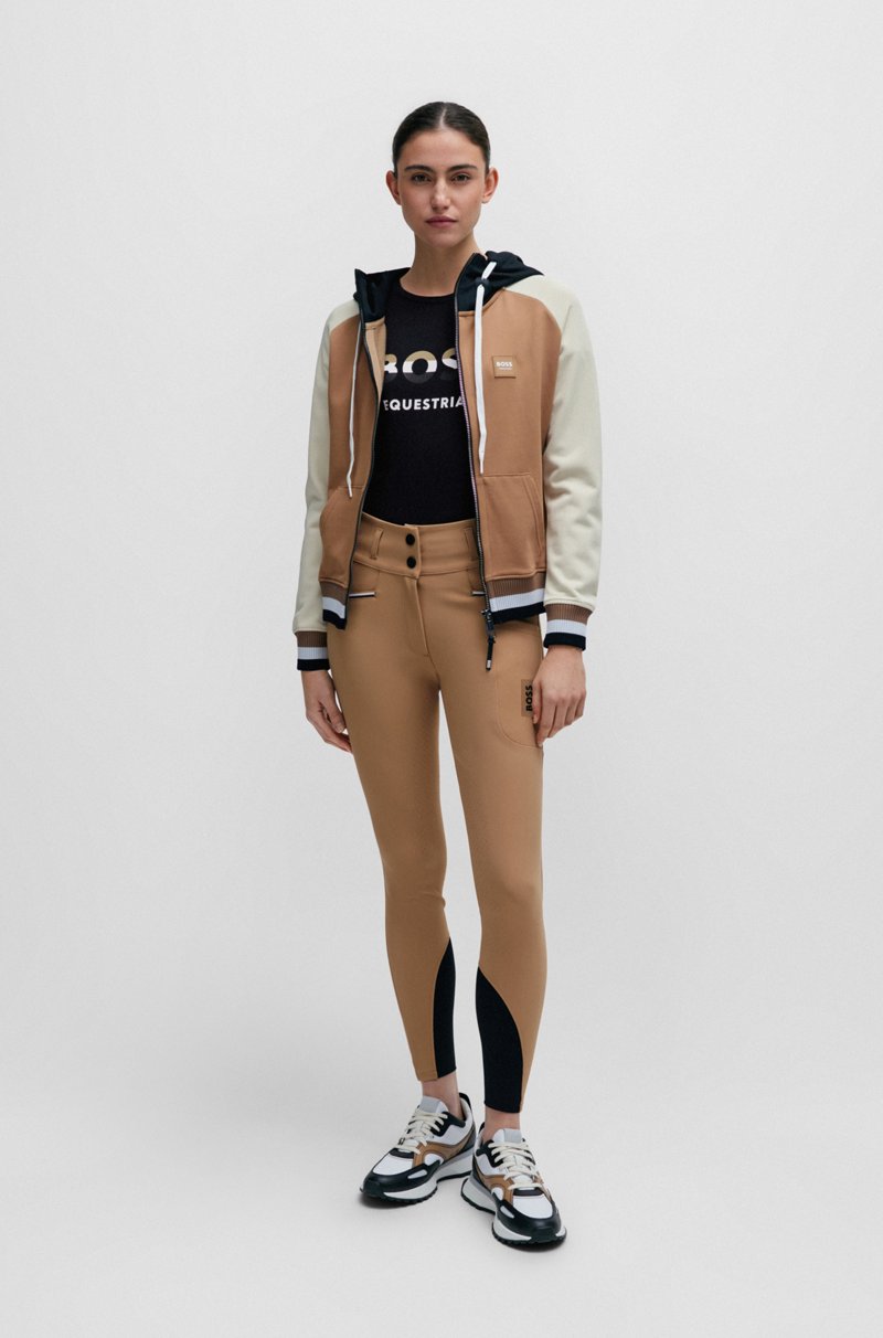 Hugo Boss Camiseta De Equitación En Algodón Elástico Con Detalles De Logo