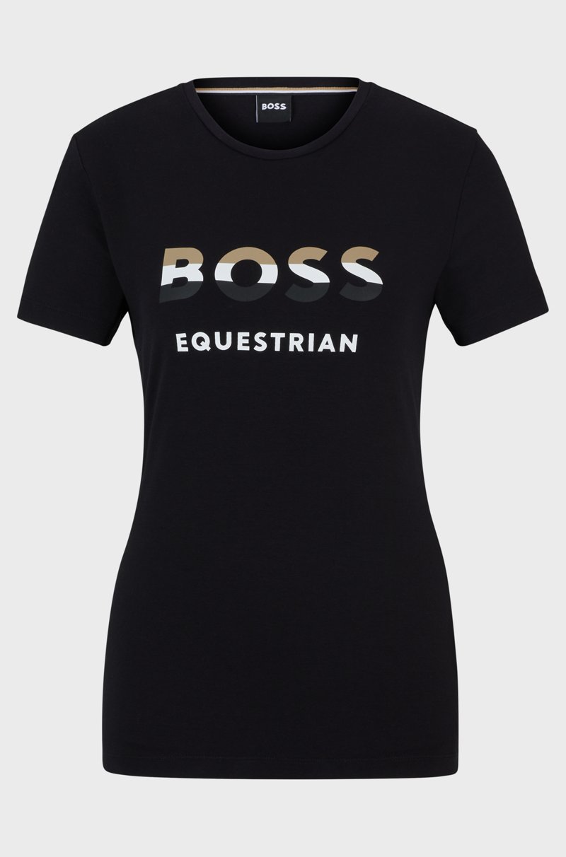 Hugo Boss Camiseta De Equitación En Algodón Elástico Con Detalles De Logo