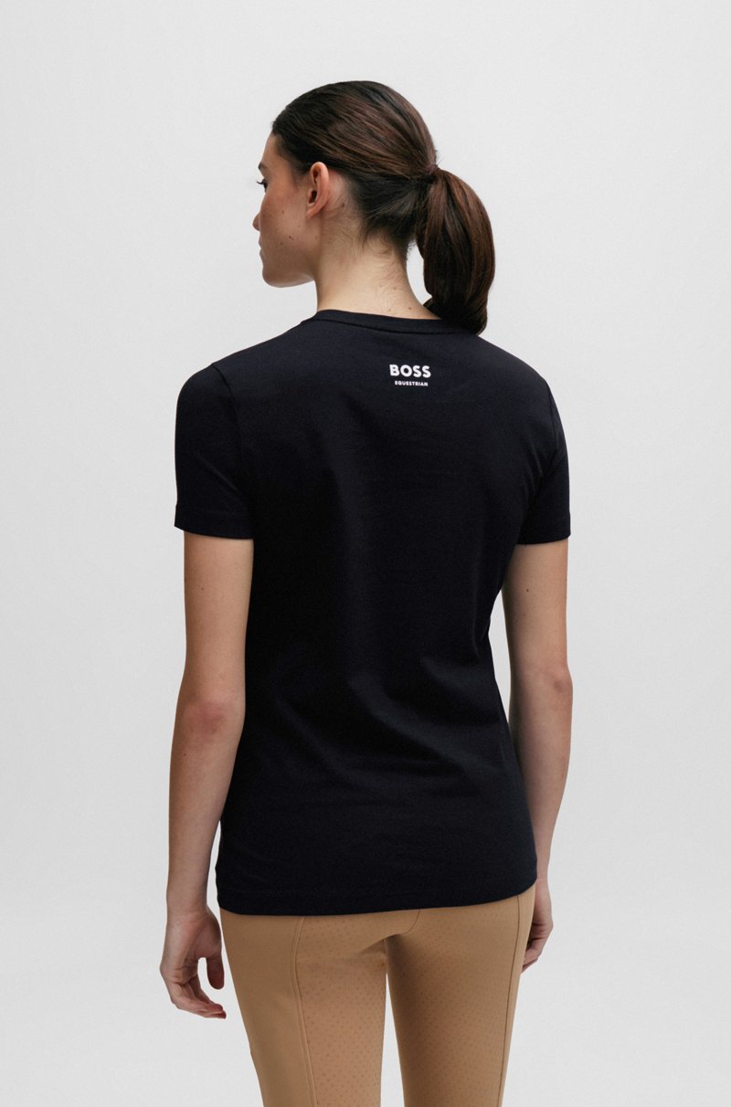 Hugo Boss Camiseta De Equitación En Algodón Elástico Con Detalles De Logo