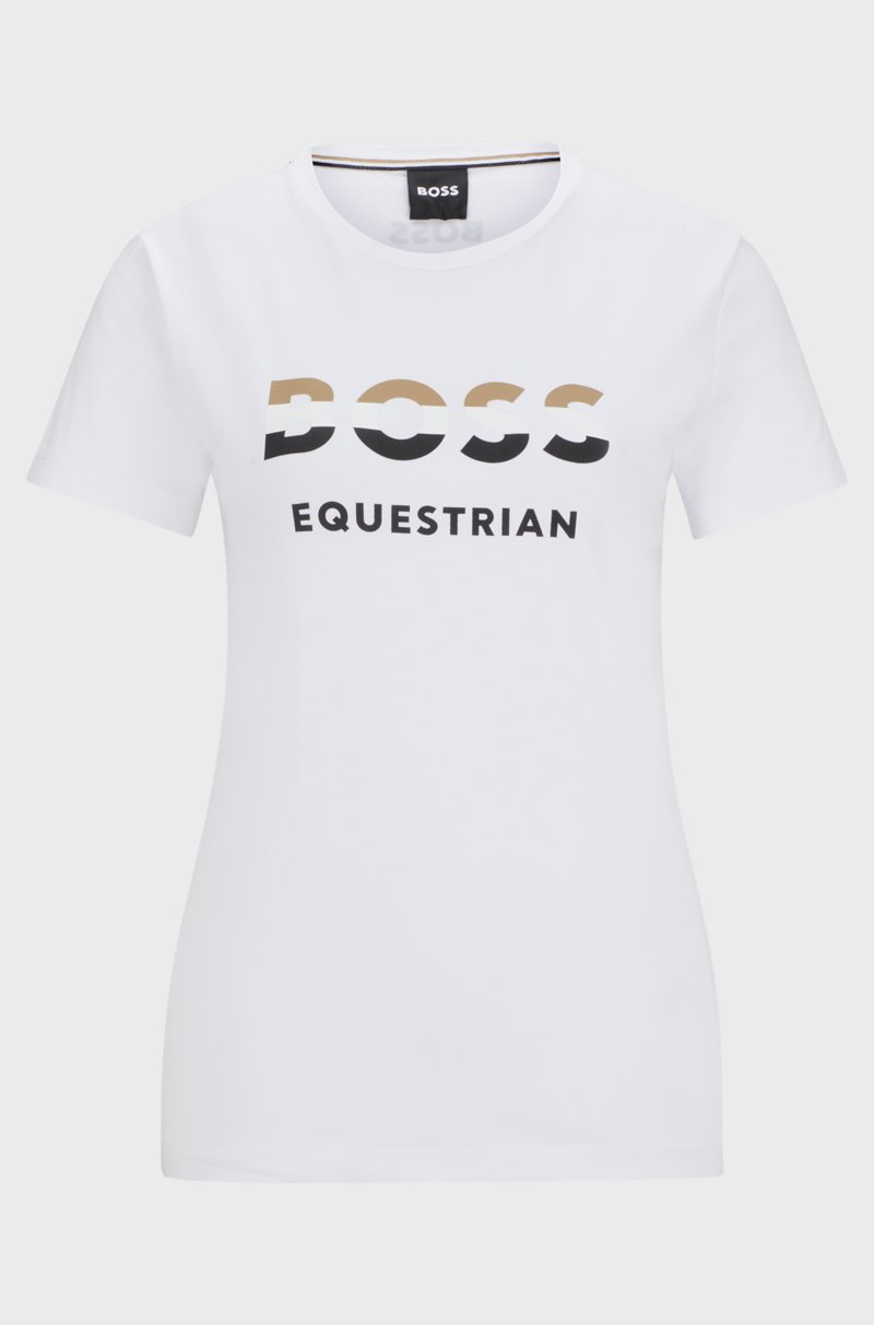 Hugo Boss Camiseta de equitación en algodón elástico con detalles de logo