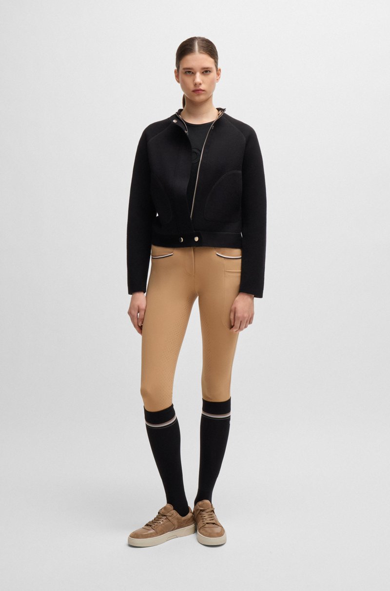 Hugo Boss Camiseta De Equitación En Algodón Elástico Con Logo Bordado