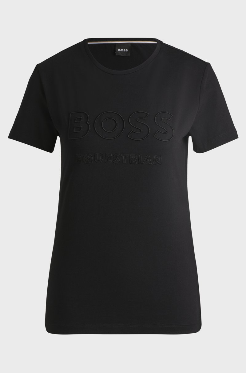 Hugo Boss Camiseta De Equitación En Algodón Elástico Con Logo Bordado