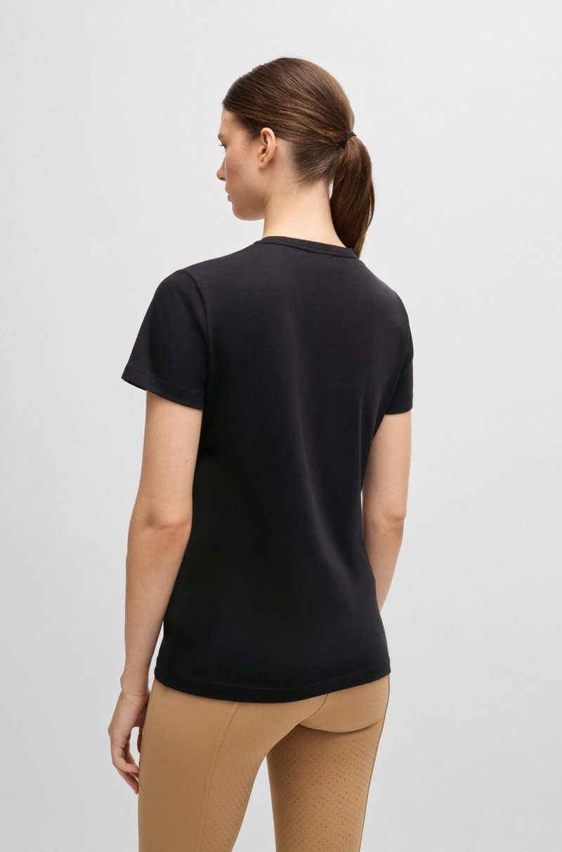 Hugo Boss Camiseta De Equitación En Algodón Elástico Con Logo Bordado