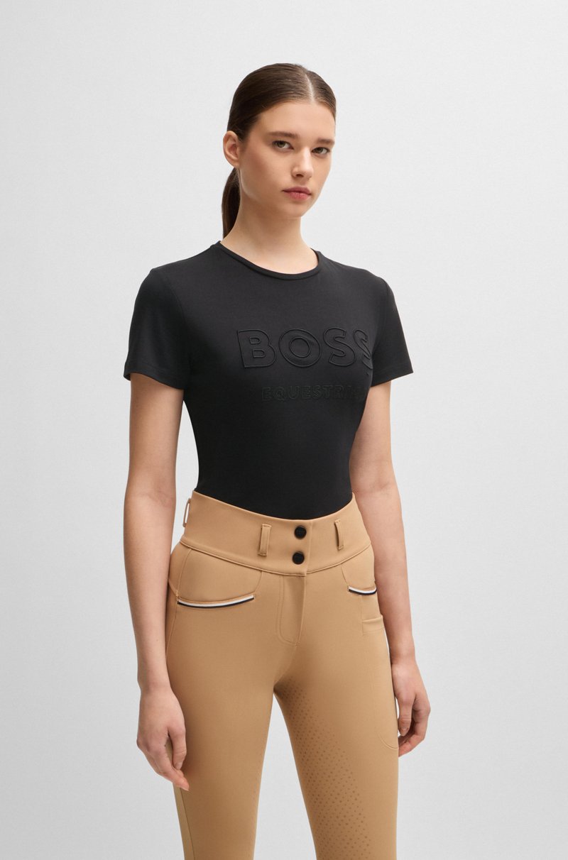 Hugo Boss Camiseta de equitación en algodón elástico con logo bordado