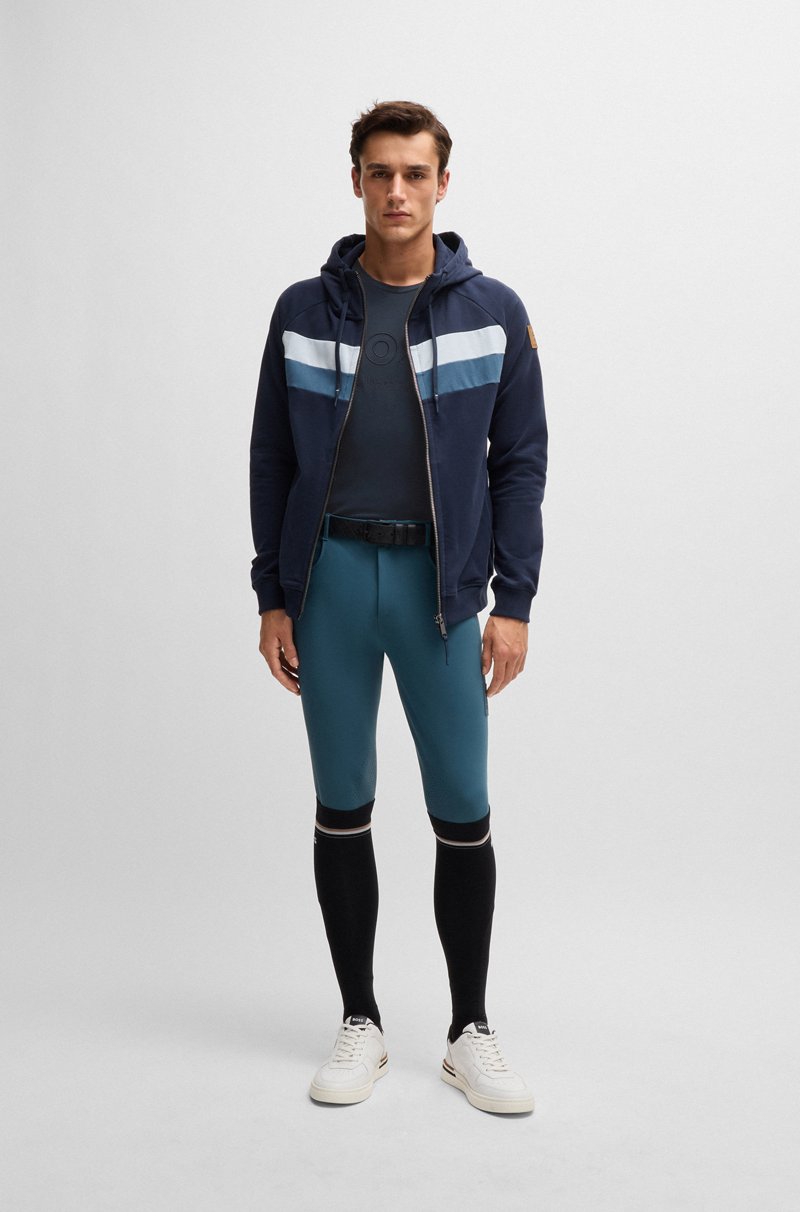 Hugo Boss Camiseta De Equitación En Algodón Elástico Con Logo Bordado