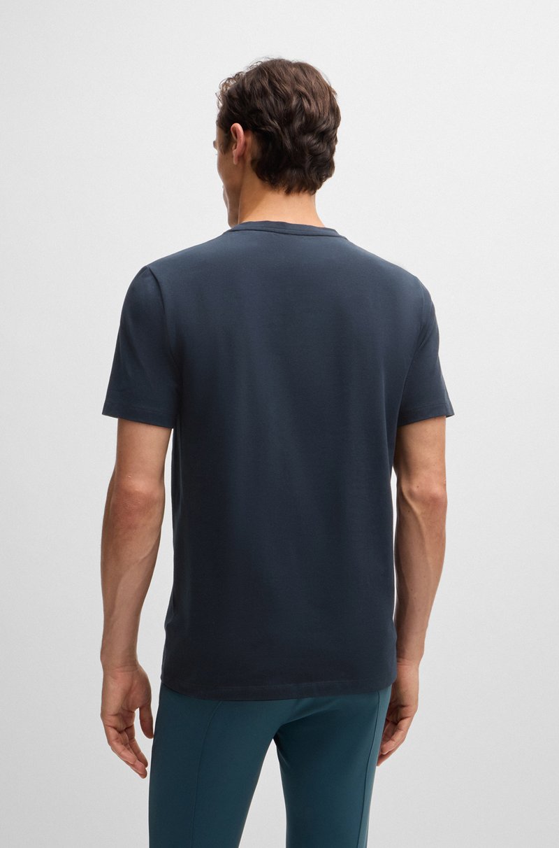 Hugo Boss Camiseta De Equitación En Algodón Elástico Con Logo Bordado