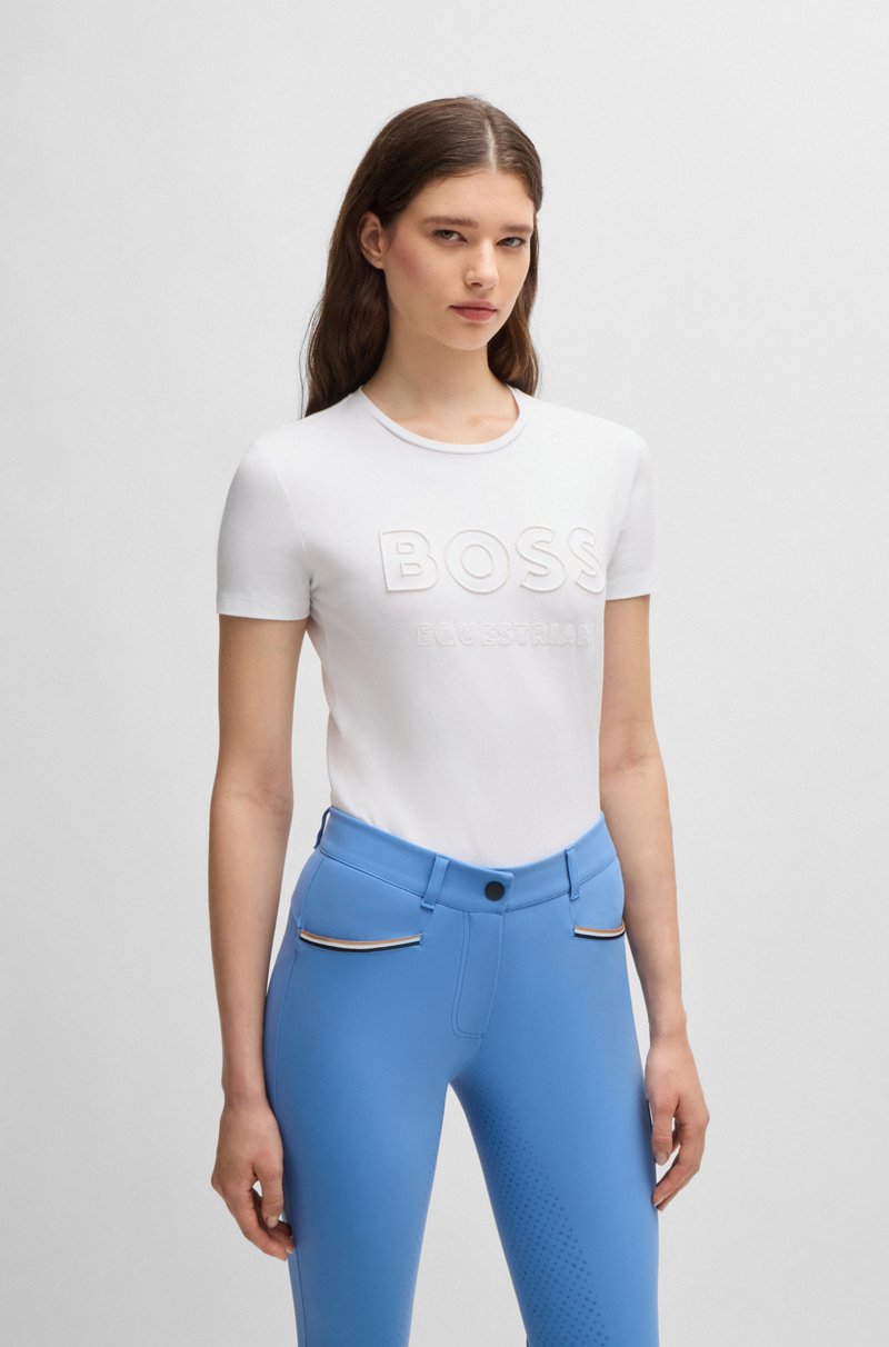 Hugo Boss Camiseta de equitación en algodón elástico con logo bordado