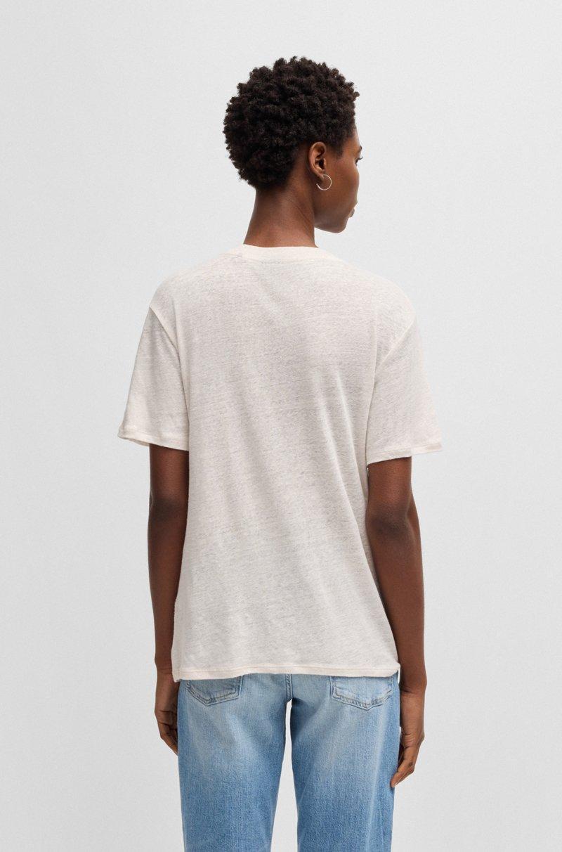 Hugo Boss Camiseta De Lino Ligero Con Cuello En Pico