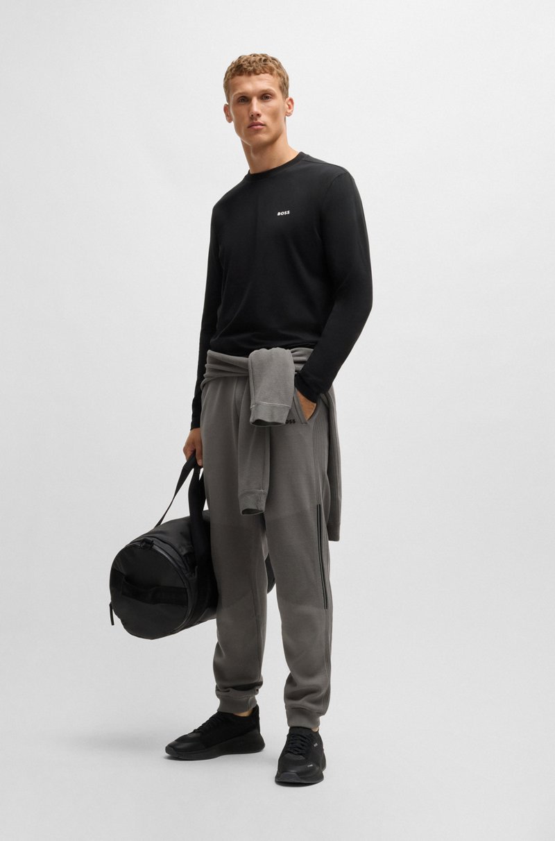 Hugo Boss Camiseta De Manga Larga De Algodón Elástico Con Logo En Contraste