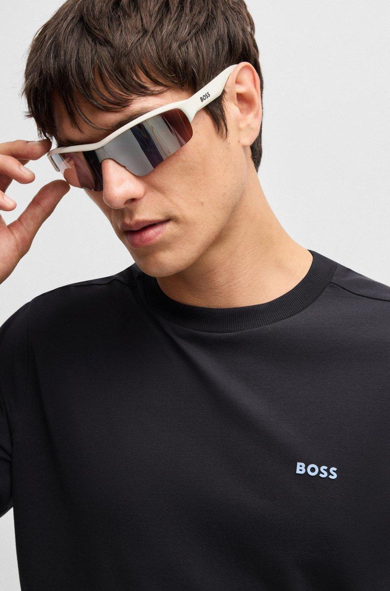 Hugo Boss Camiseta De Manga Larga De Algodón Elástico Con Logo En Contraste