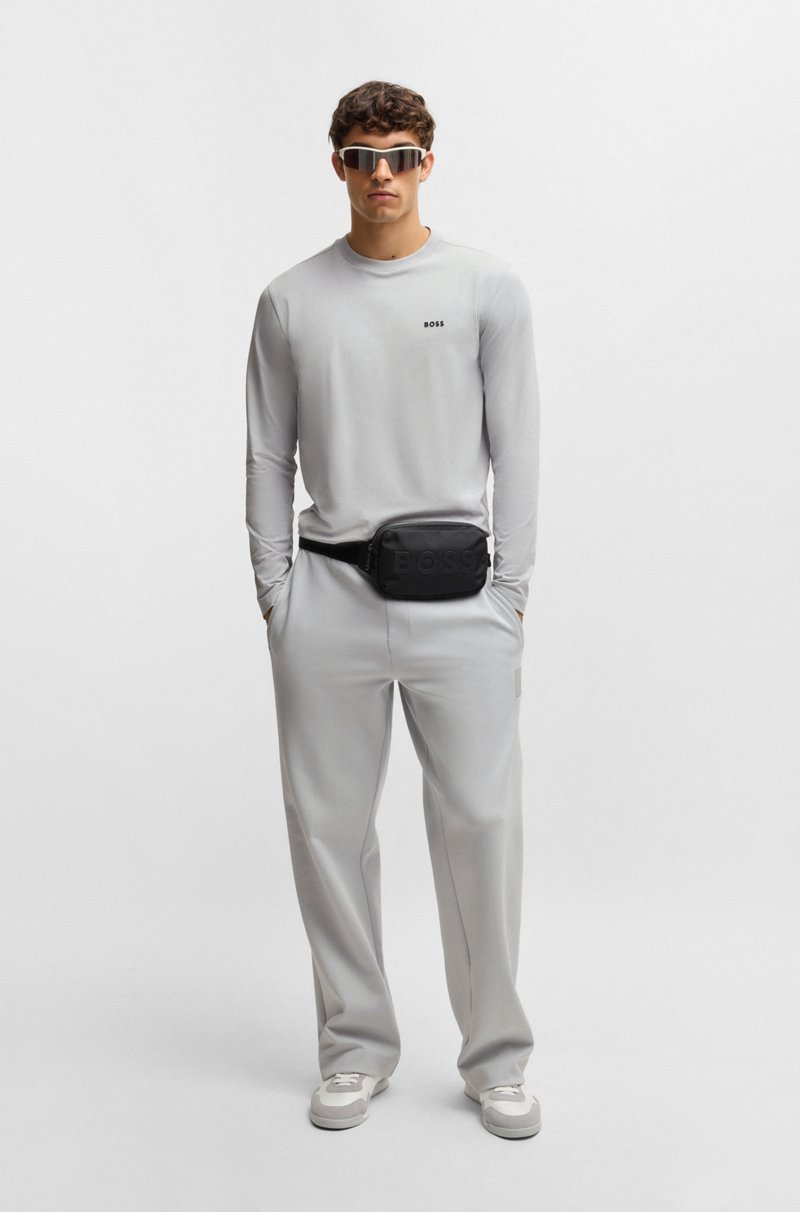 Hugo Boss Camiseta De Manga Larga De Algodón Elástico Con Logo En Contraste