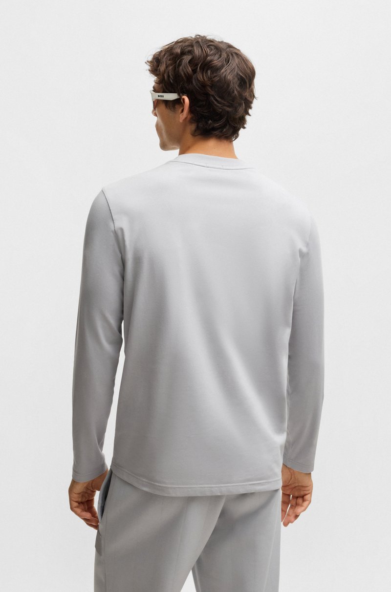 Hugo Boss Camiseta De Manga Larga De Algodón Elástico Con Logo En Contraste