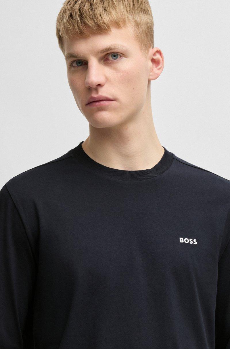 Hugo Boss Camiseta De Manga Larga De Algodón Elástico Con Logo En Contraste