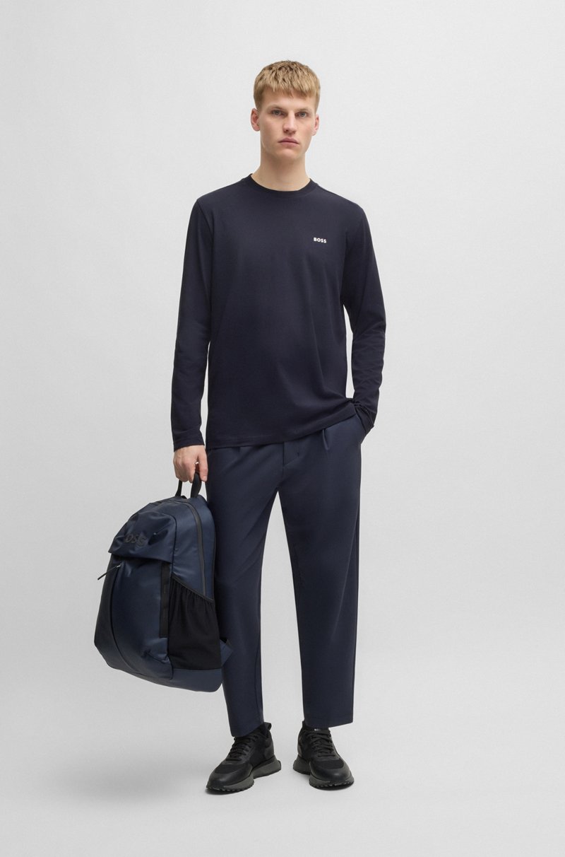 Hugo Boss Camiseta De Manga Larga De Algodón Elástico Con Logo En Contraste