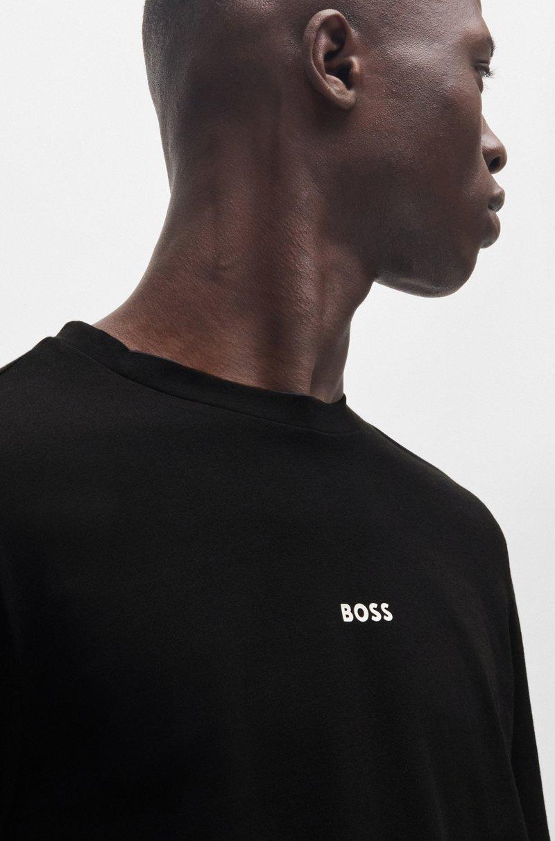 Hugo Boss Camiseta De Manga Larga De Algodón Elástico Con Logo Estampado