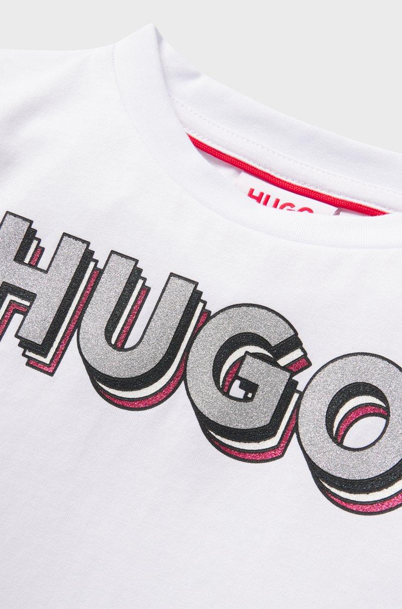 Hugo Boss Camiseta De Manga Larga De Algodón Para Niños Con Logo De Efecto Reluciente
