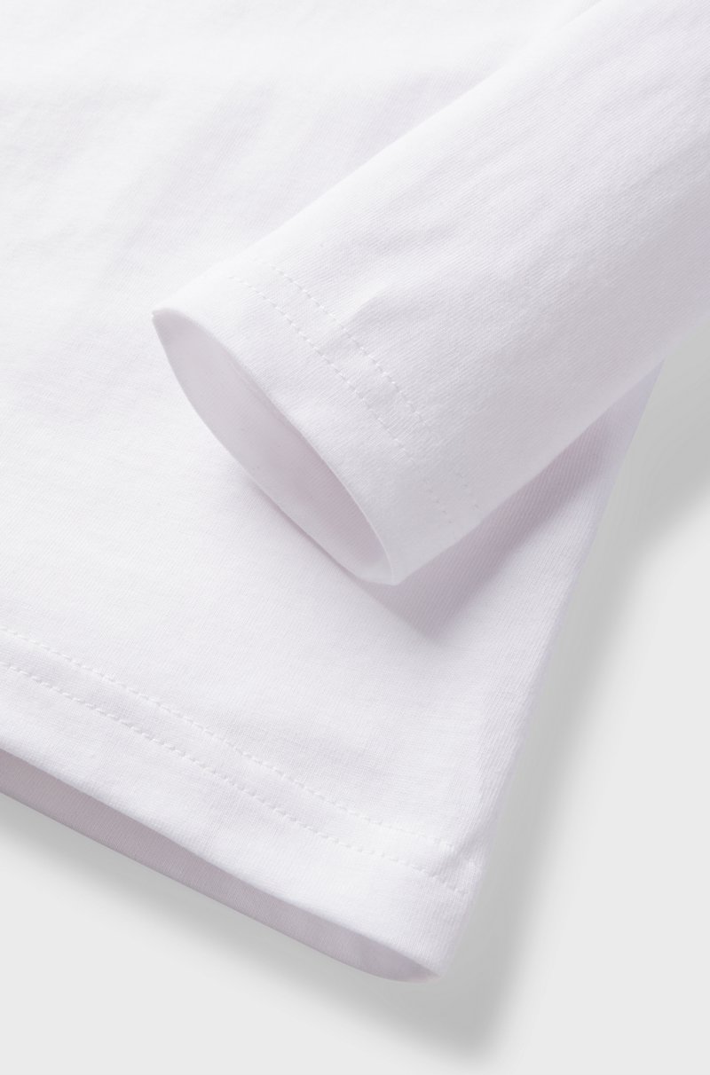 Hugo Boss Camiseta De Manga Larga De Algodón Para Niños Con Logo De Efecto Reluciente