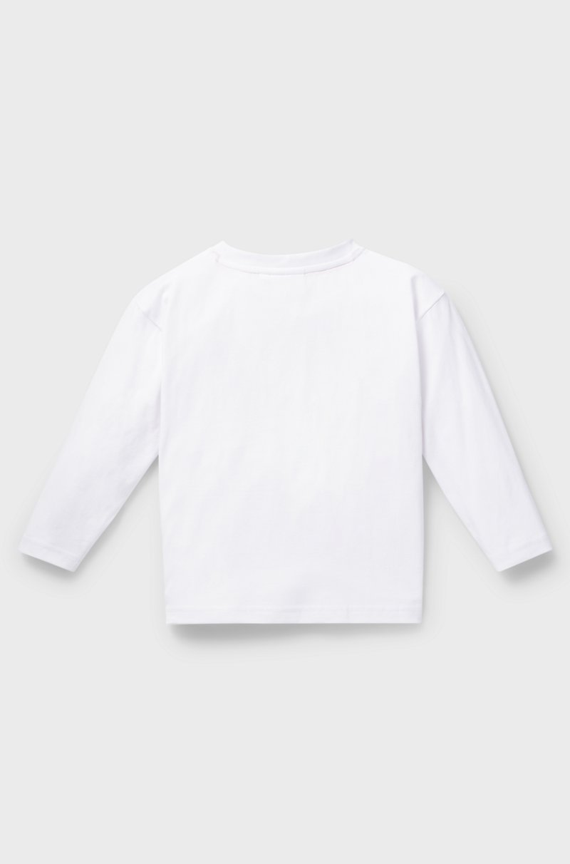 Hugo Boss Camiseta De Manga Larga De Algodón Para Niños Con Logo De Efecto Reluciente