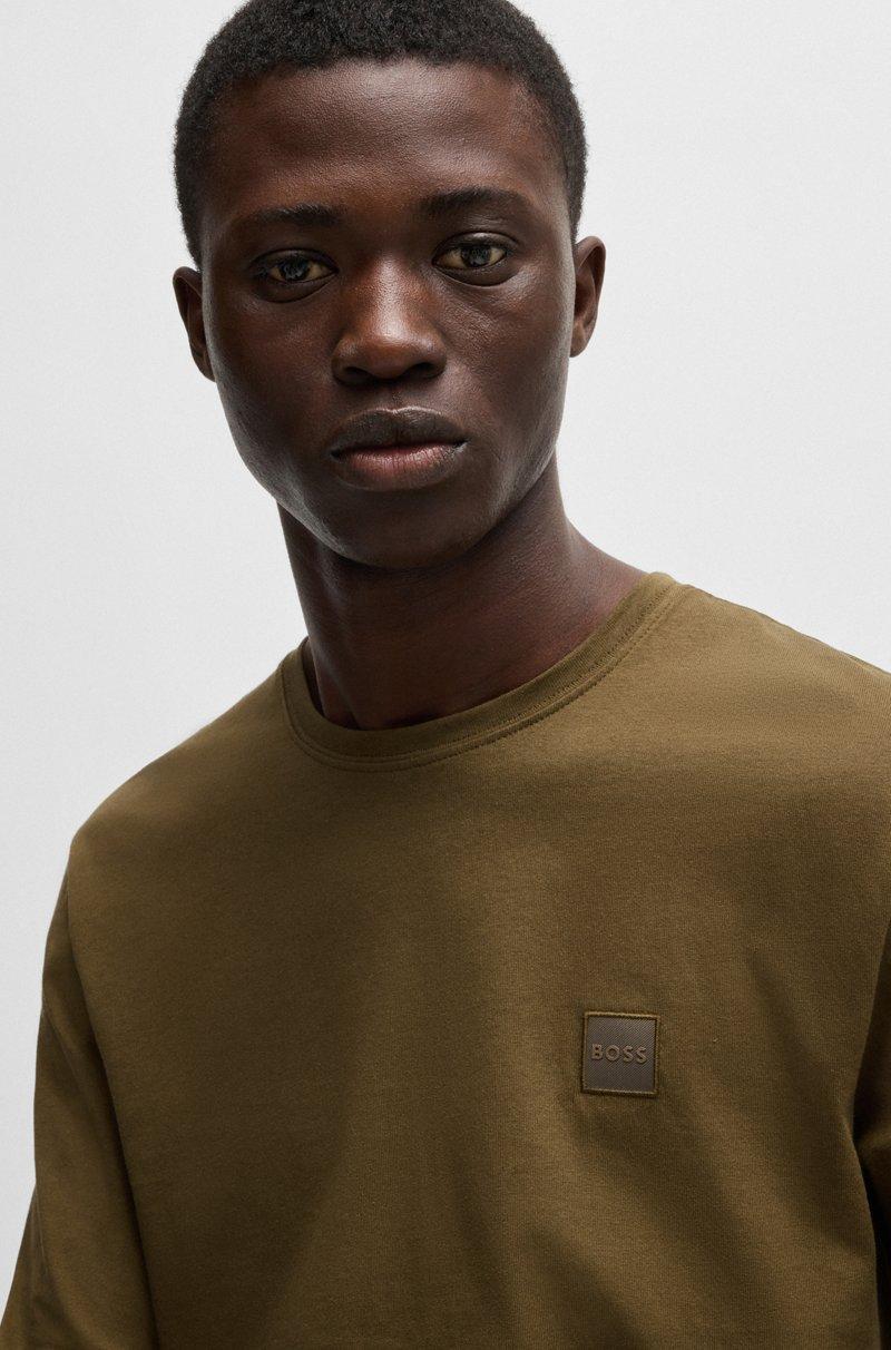 Hugo Boss Camiseta De Manga Larga En Algodón Con Parche De Logo Tejido