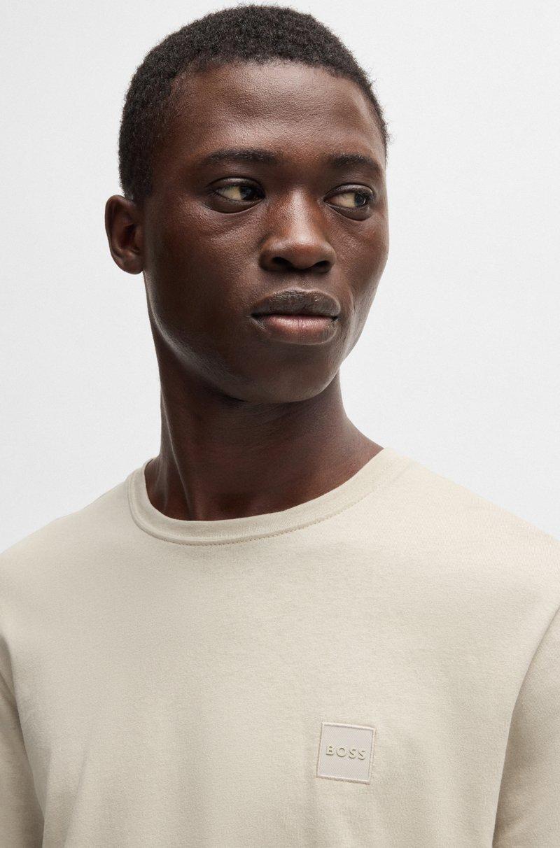 Hugo Boss Camiseta De Manga Larga En Algodón Con Parche De Logo Tejido