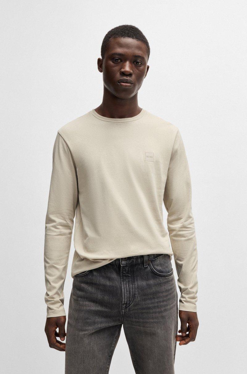Hugo Boss Camiseta de manga larga en algodón con parche de logo tejido