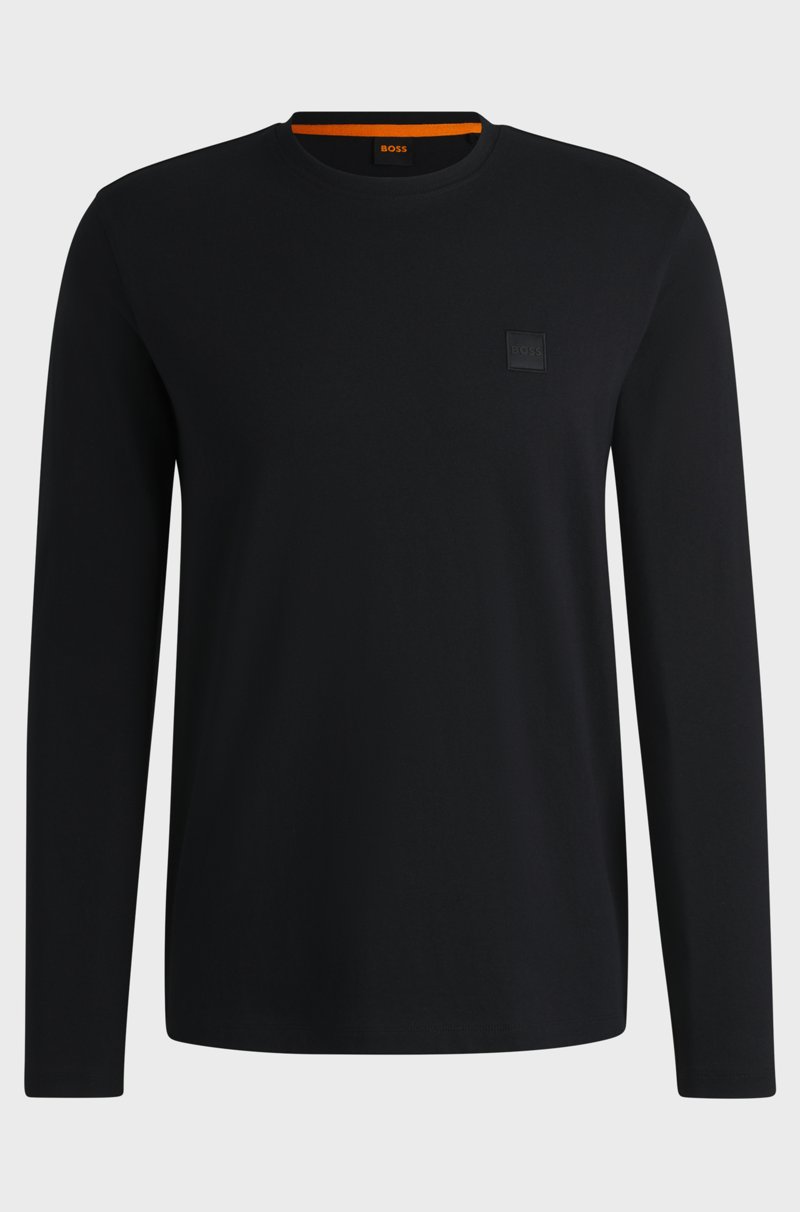 Hugo Boss Camiseta de manga larga en algodón con parche de logo tejido