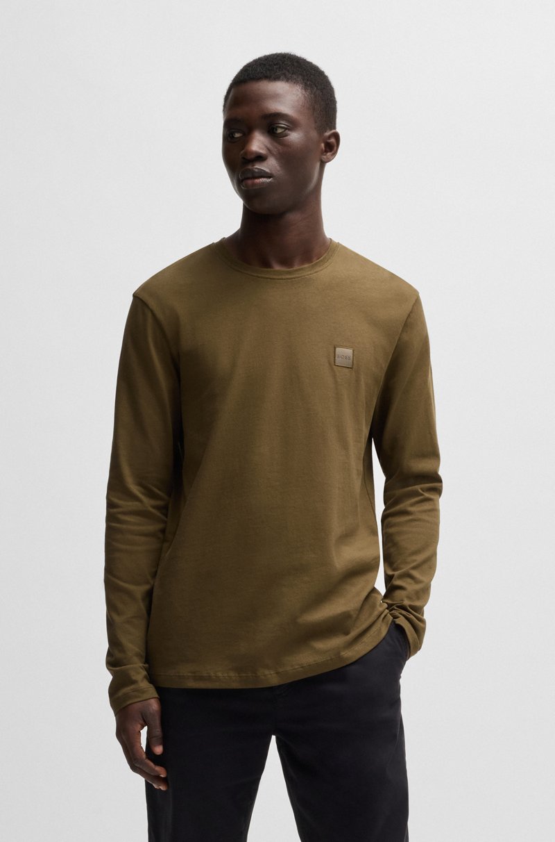 Hugo Boss Camiseta de manga larga en algodón con parche de logo tejido