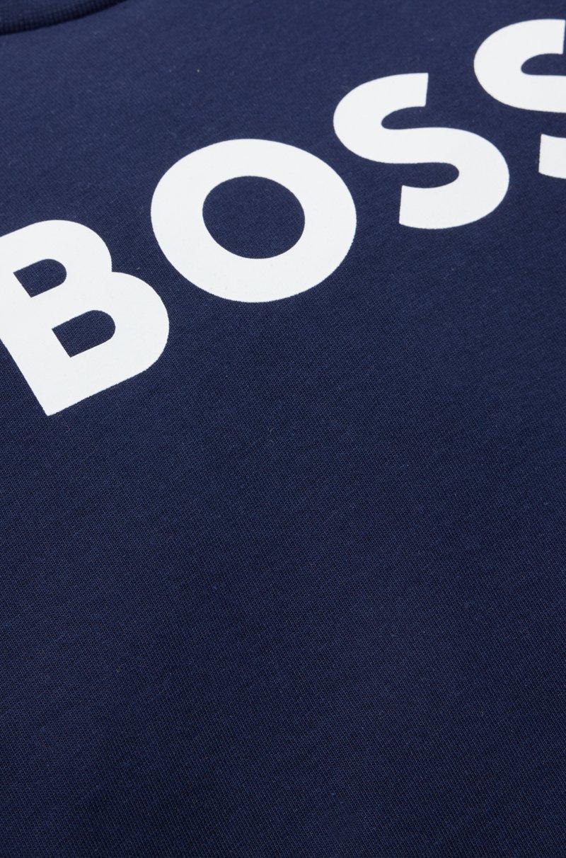 Hugo Boss Camiseta De Manga Larga Para Niños En Algodón Con Logo En Contraste