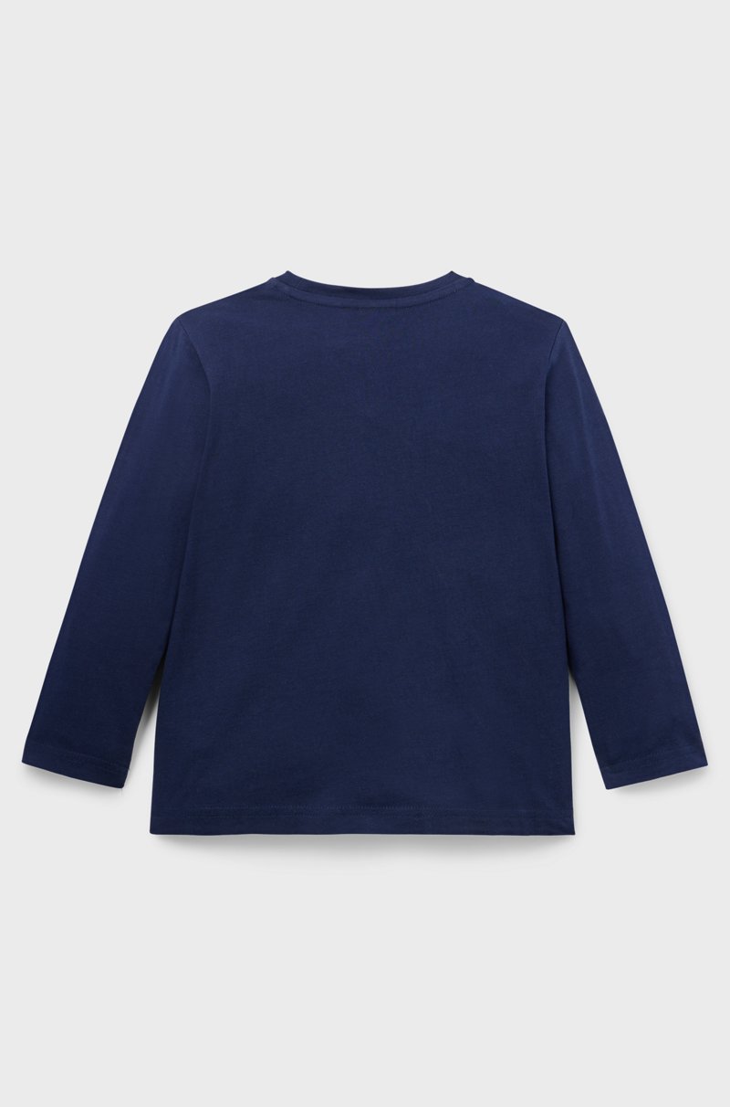 Hugo Boss Camiseta De Manga Larga Para Niños En Algodón Con Logo En Contraste