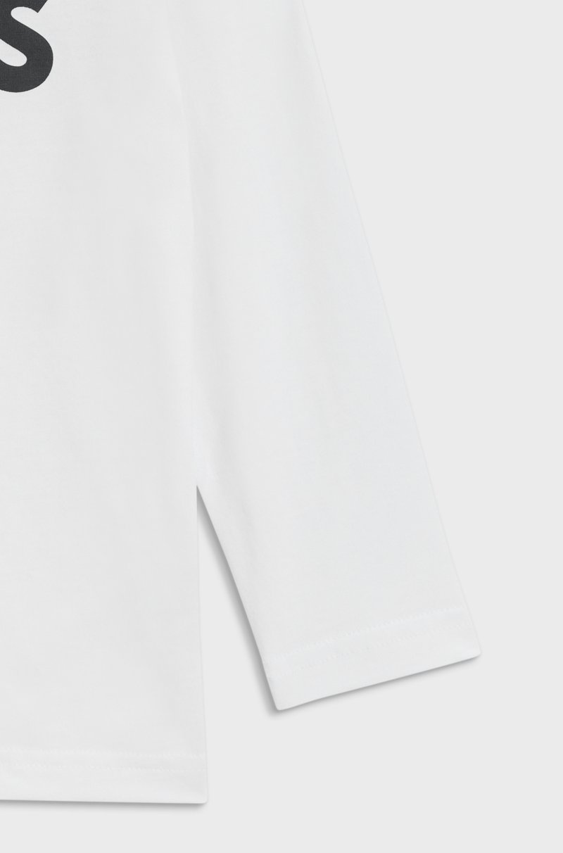 Hugo Boss Camiseta De Manga Larga Para Niños En Algodón Con Logo En Contraste